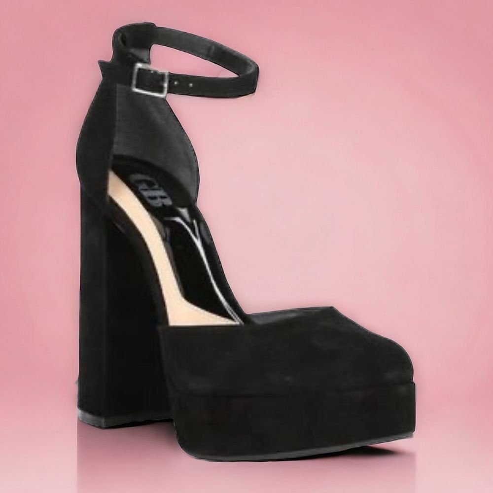 GB RUNWAY Suede Leather Ankle Strap Platform Heels